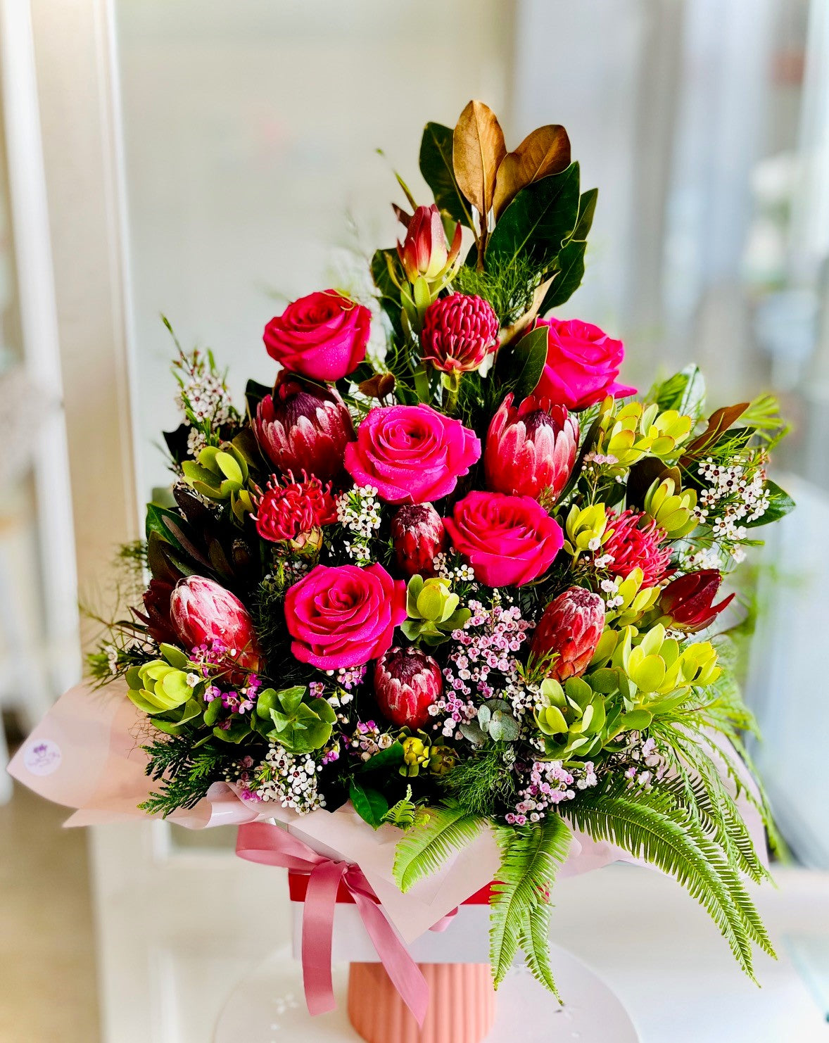 Dreamy Natives & Roses Boxed Arrangement